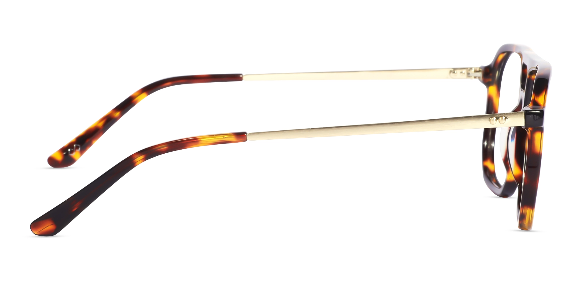 Tortoise Acetate Double Bridge Pilot Glasses-4