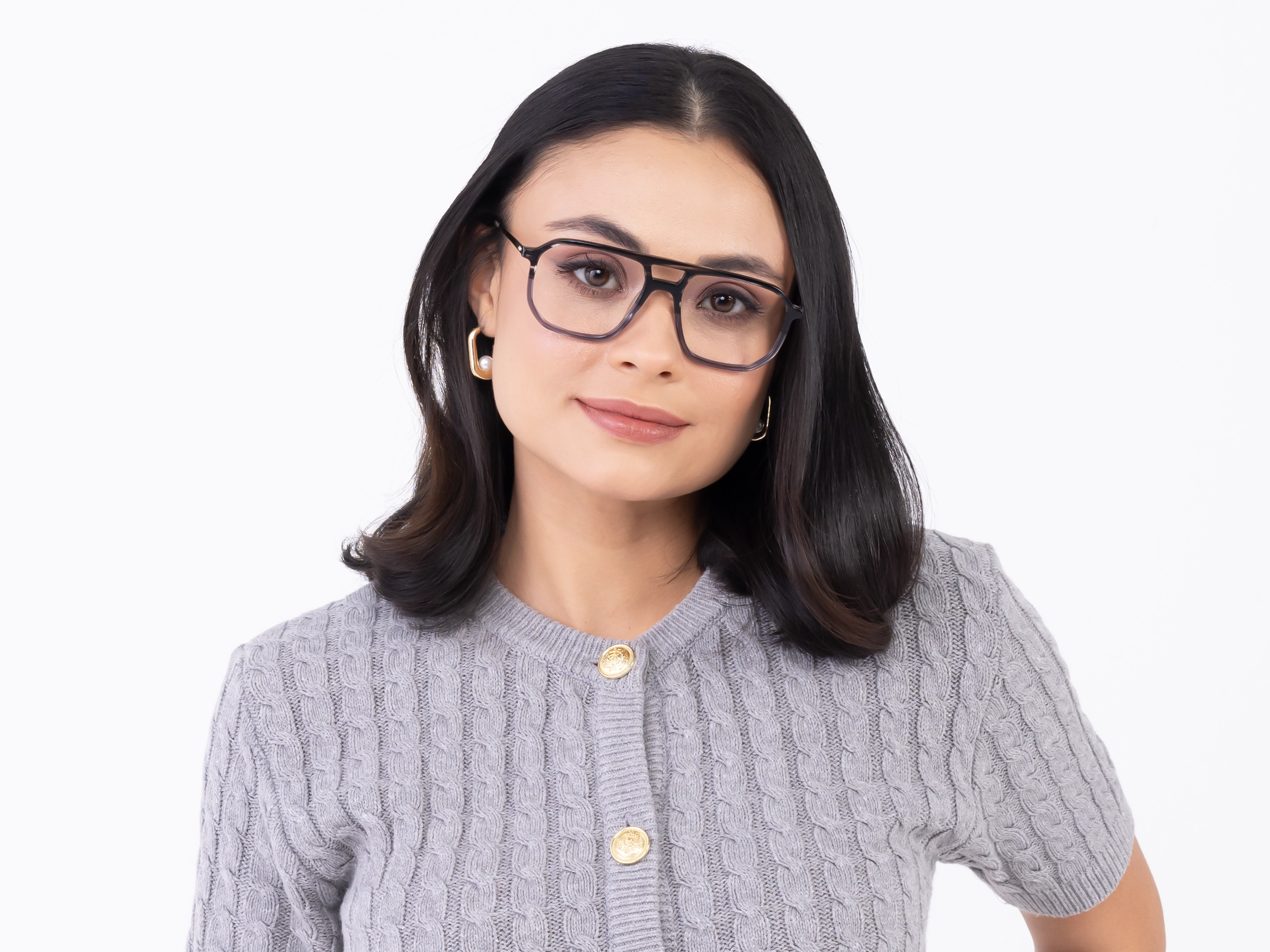 Crystal Black & Crystal Grey Pilot Eyeglasses