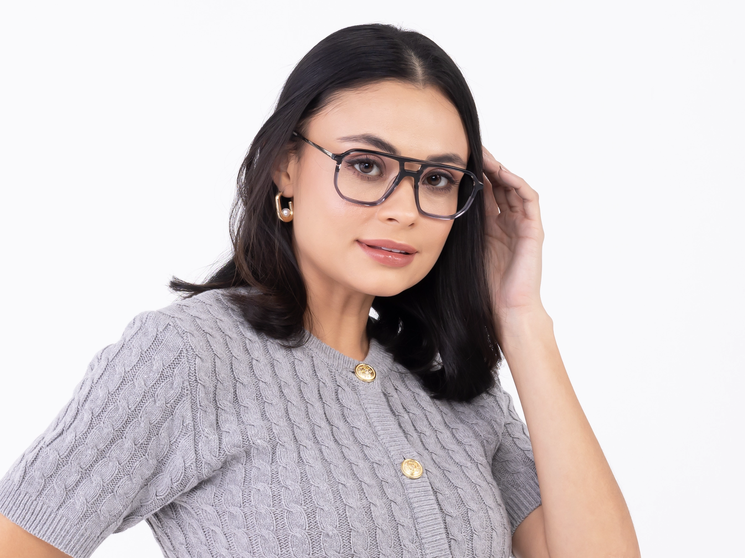 Crystal Black & Crystal Grey Pilot Eyeglasses