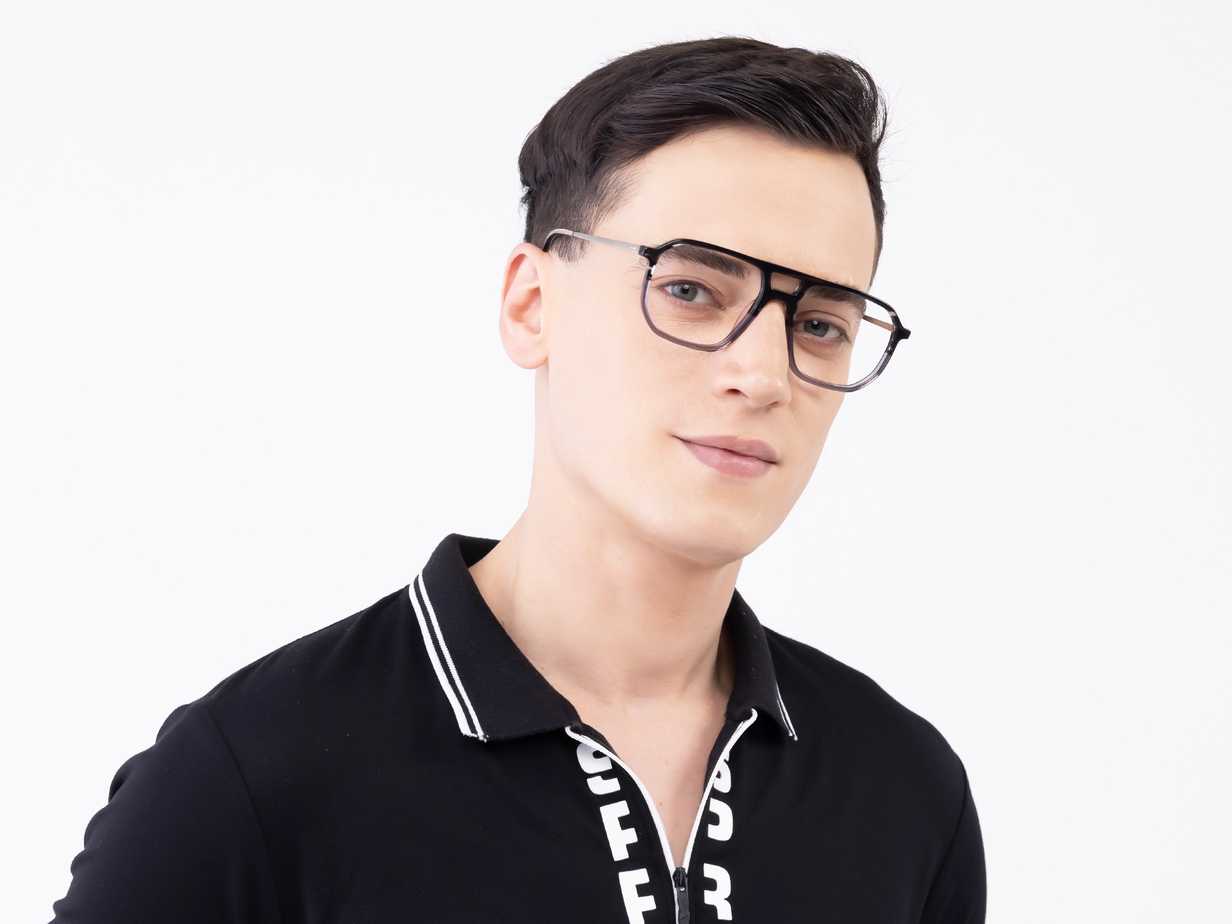 Crystal Black & Crystal Grey Pilot Eyeglasses