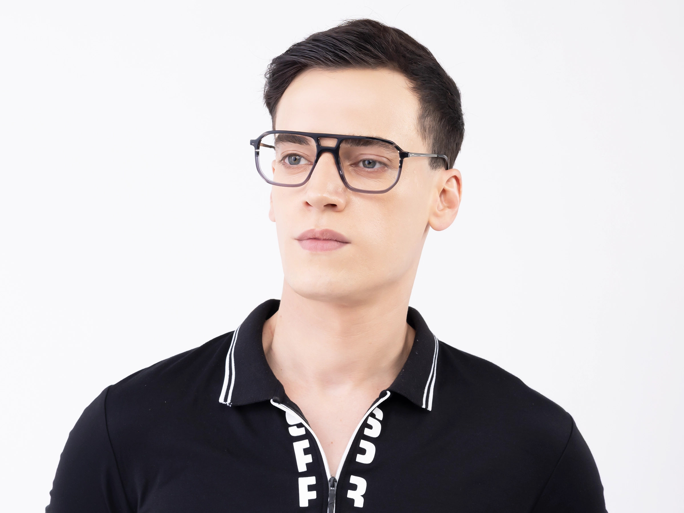 Crystal Black & Crystal Grey Pilot Eyeglasses