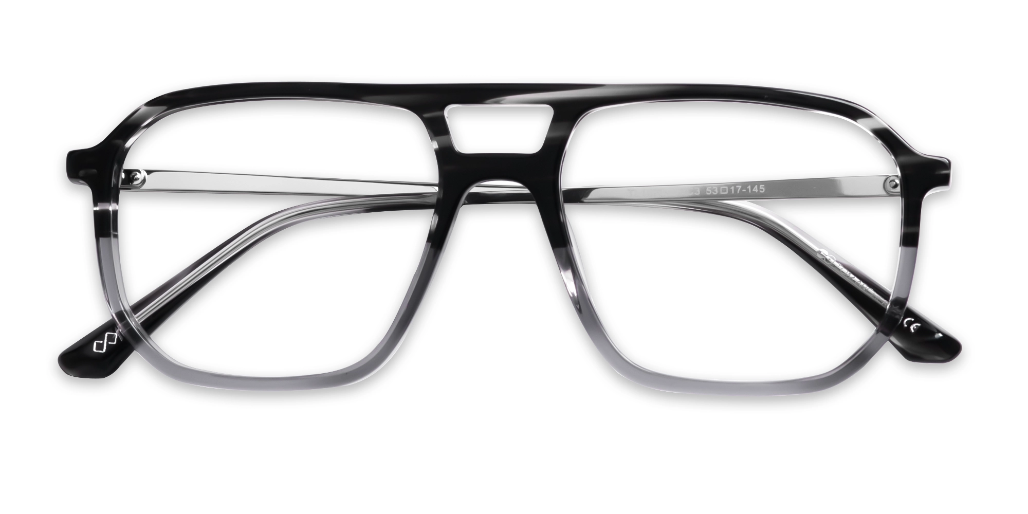 Crystal Black & Crystal Grey Pilot Eyeglasses-6