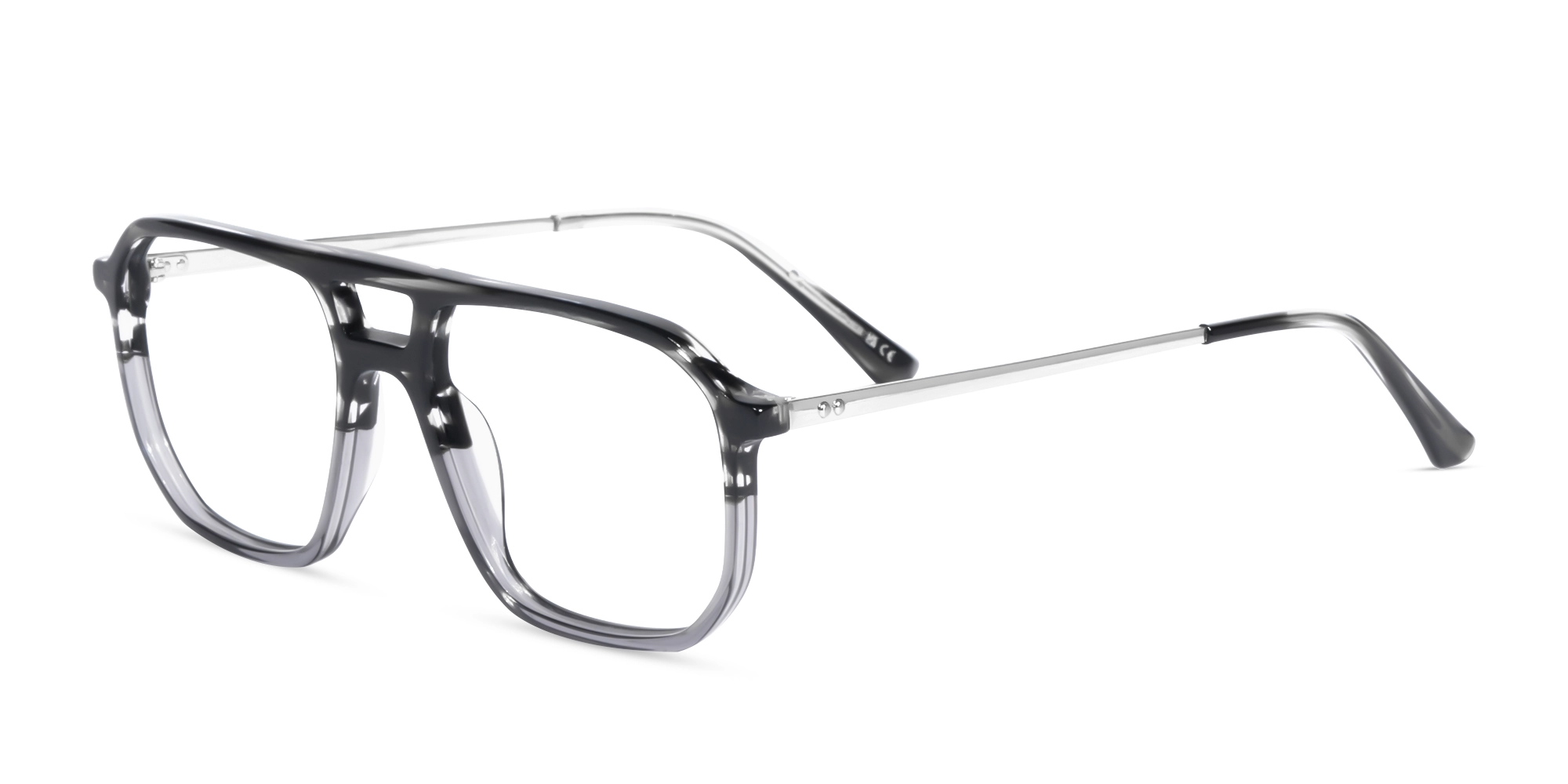 Crystal Black & Crystal Grey Pilot Eyeglasses-3 Crystal Black & Crystal Grey Pilot Eyeglasses-3
