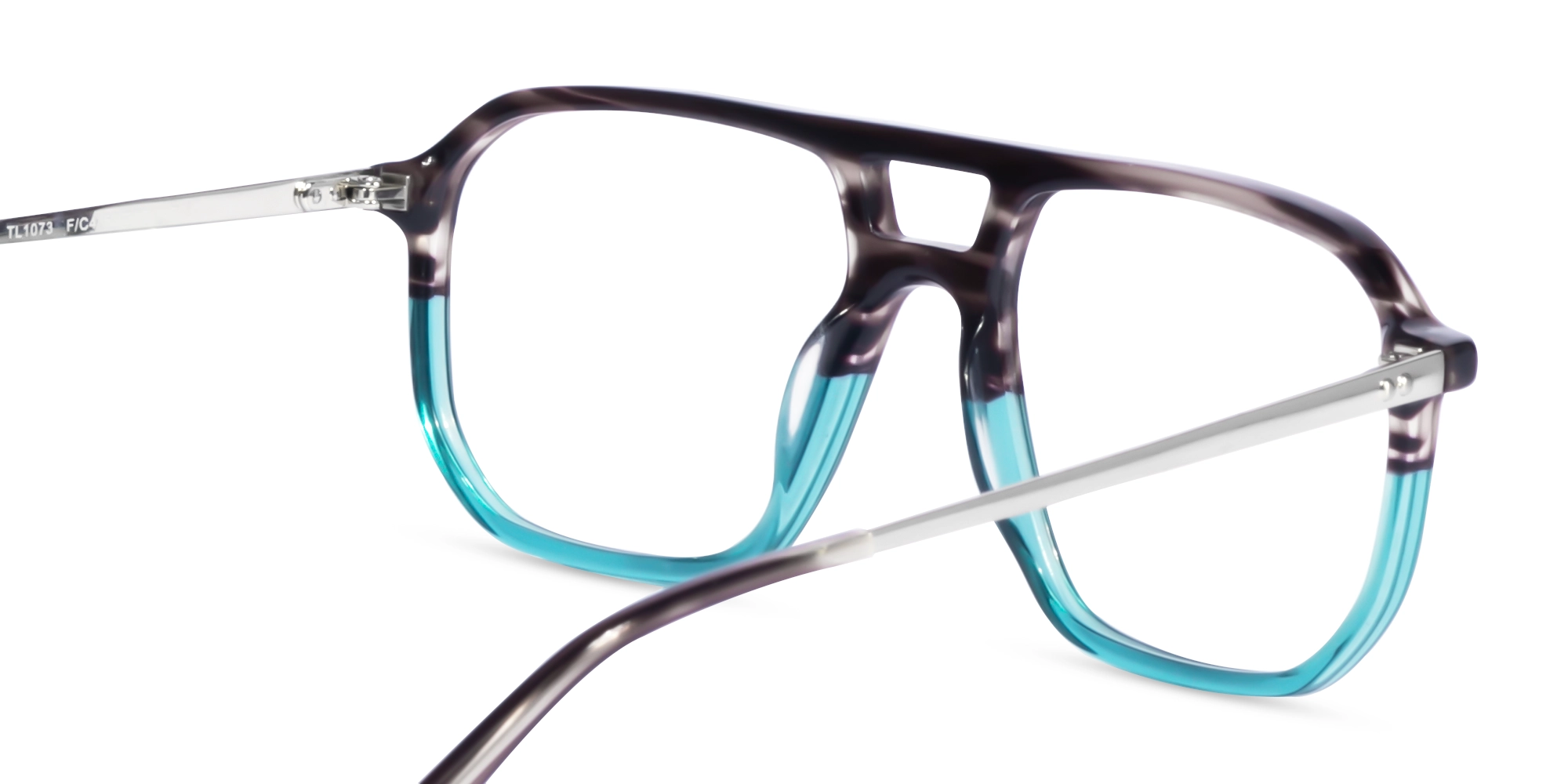 Brown Marble & Crystal Teal Pilot Eyeglasses-5