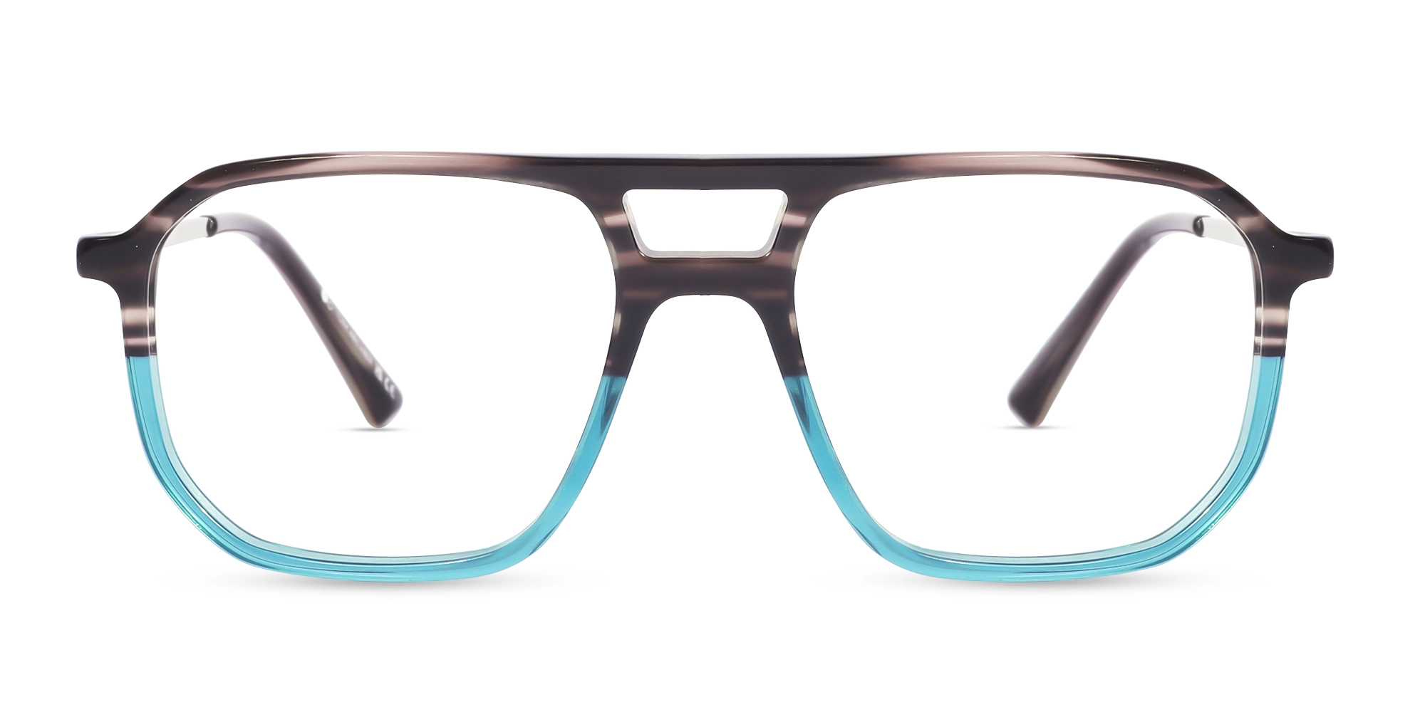 Brown Marble & Crystal Teal Pilot Eyeglasses-1