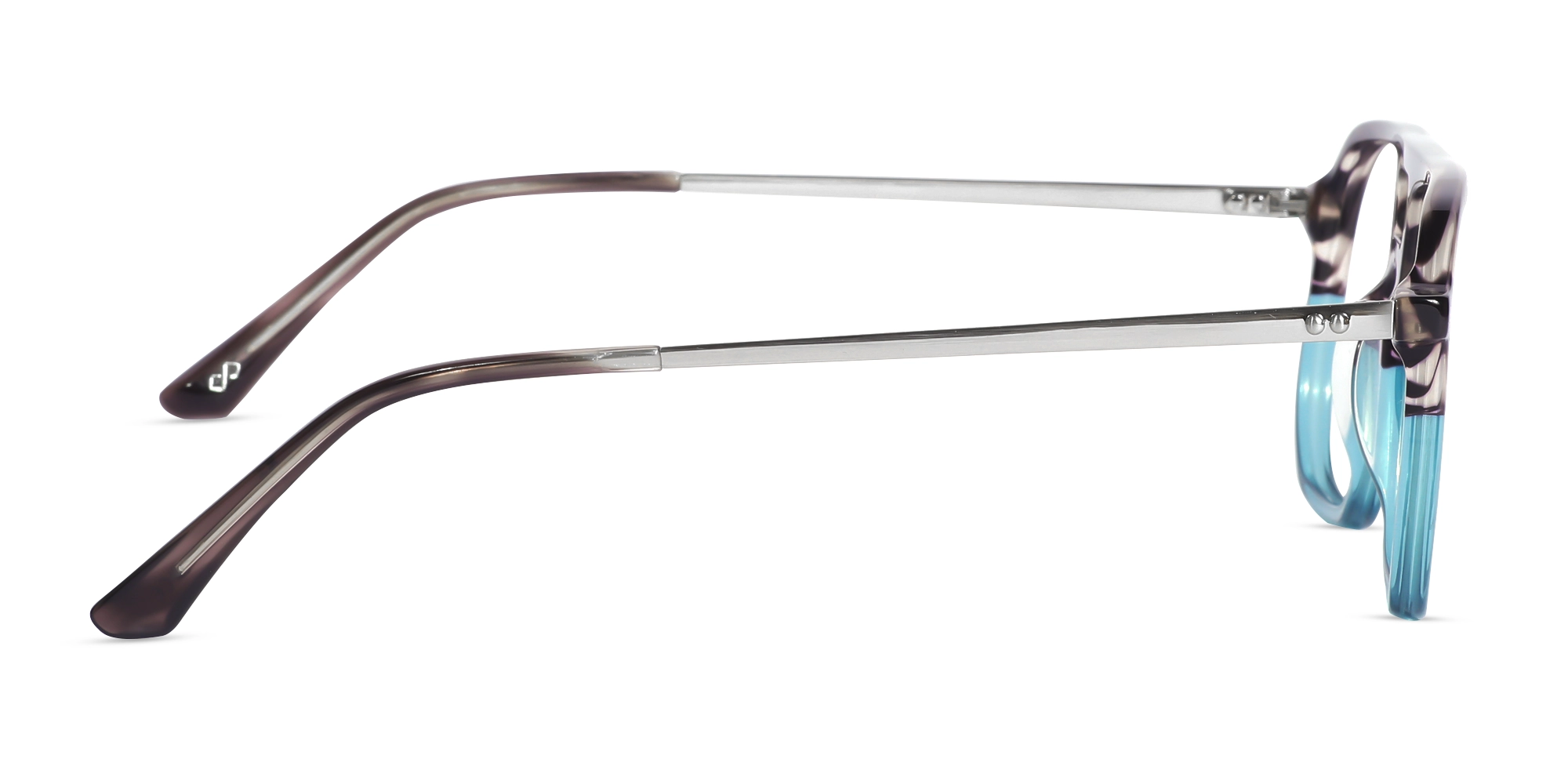 Brown Marble & Crystal Teal Pilot Eyeglasses-4