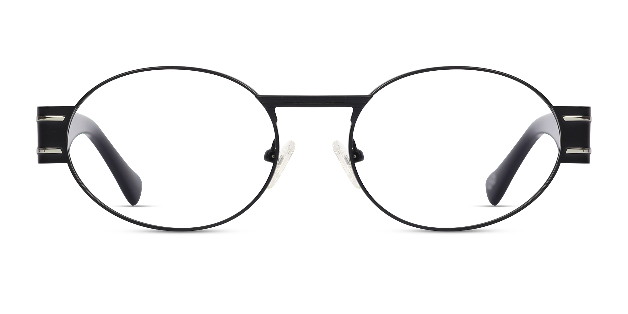 Matte Black Oval Metal Glasses