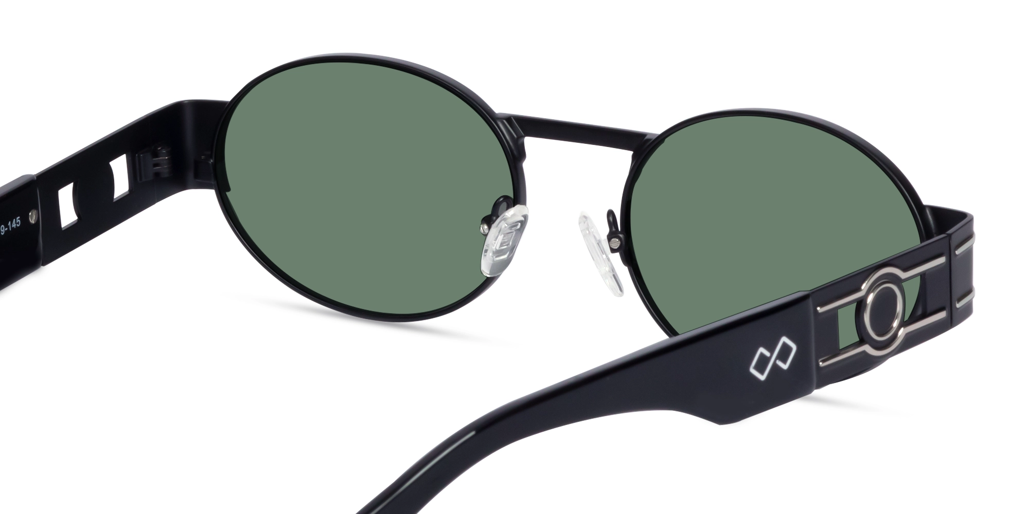 Matte Black Oval Keyhole Bridge Sunglasses 5