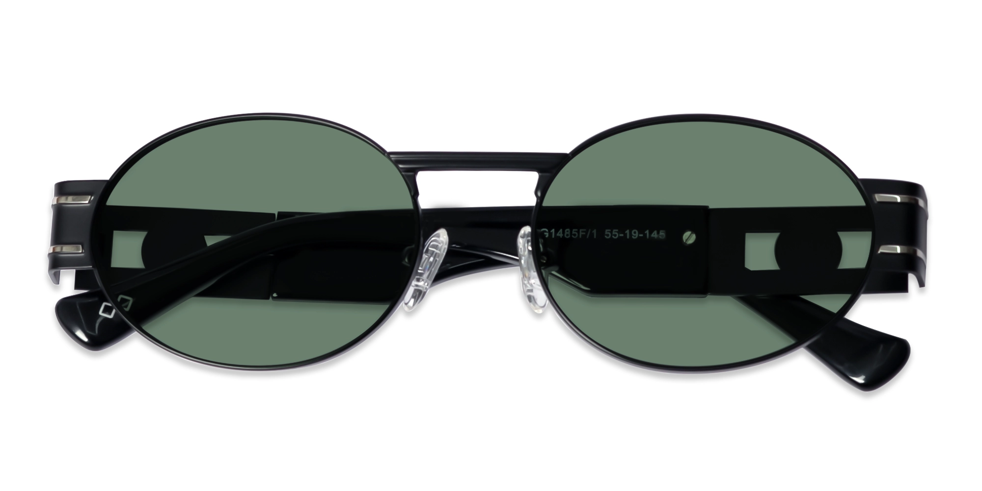 Matte Black Oval Keyhole Bridge Sunglasses 6