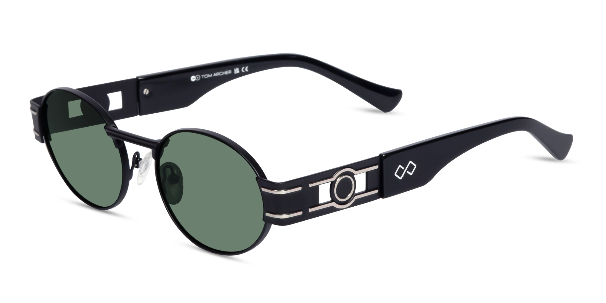 Matte Black Oval Keyhole Bridge Sunglasses 3