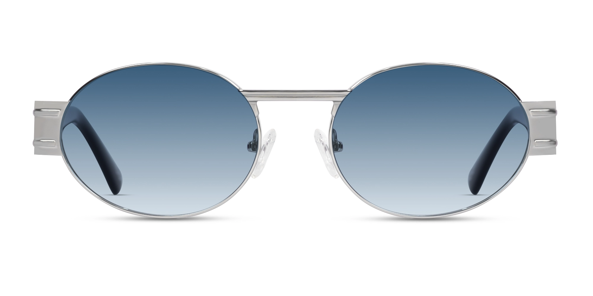Platinum Silver Metal Oval Sunglasses 1