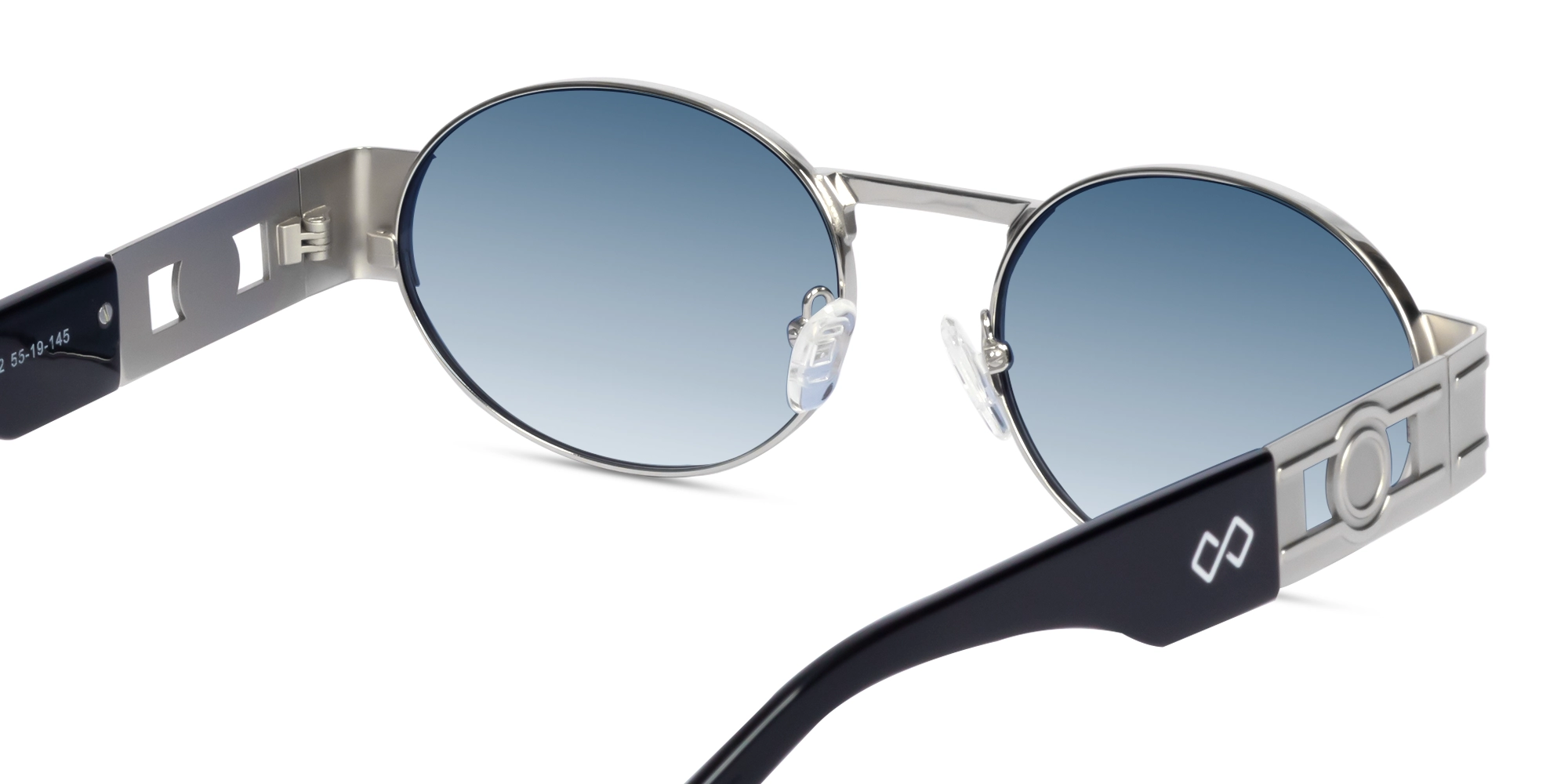 Platinum Silver Metal Oval Sunglasses 5