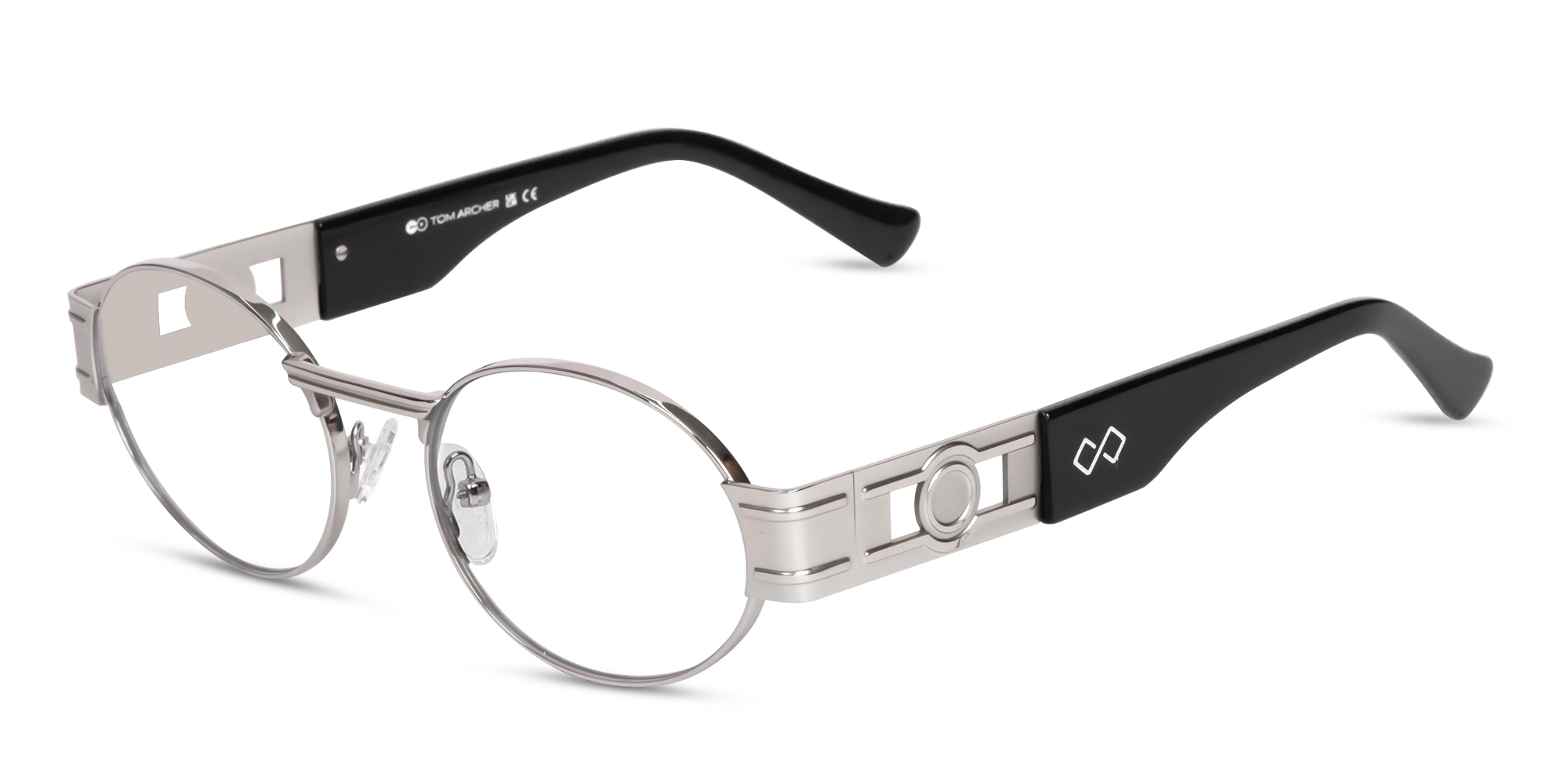 Platinum Silver Oval Full-Rim Metal Glasses Platinum Silver Oval Full-Rim Metal Glasses
