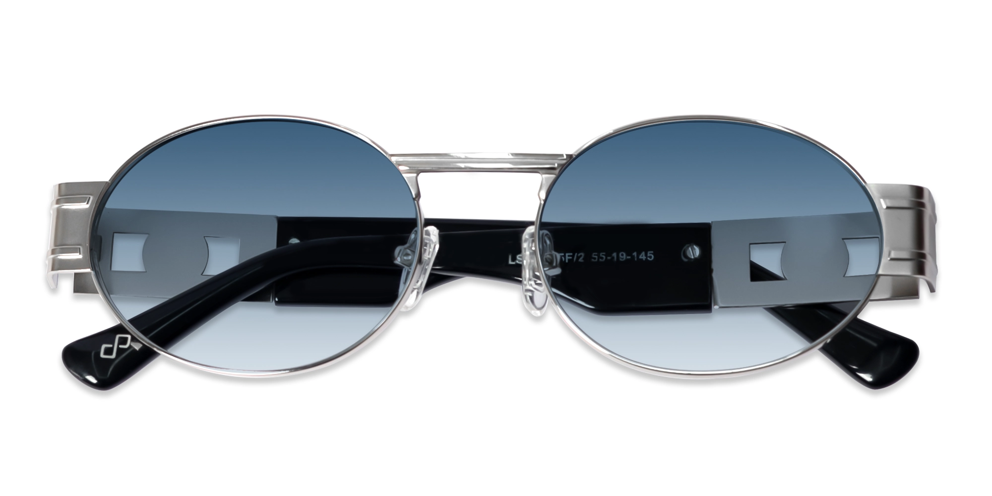 Platinum Silver Metal Oval Sunglasses 6
