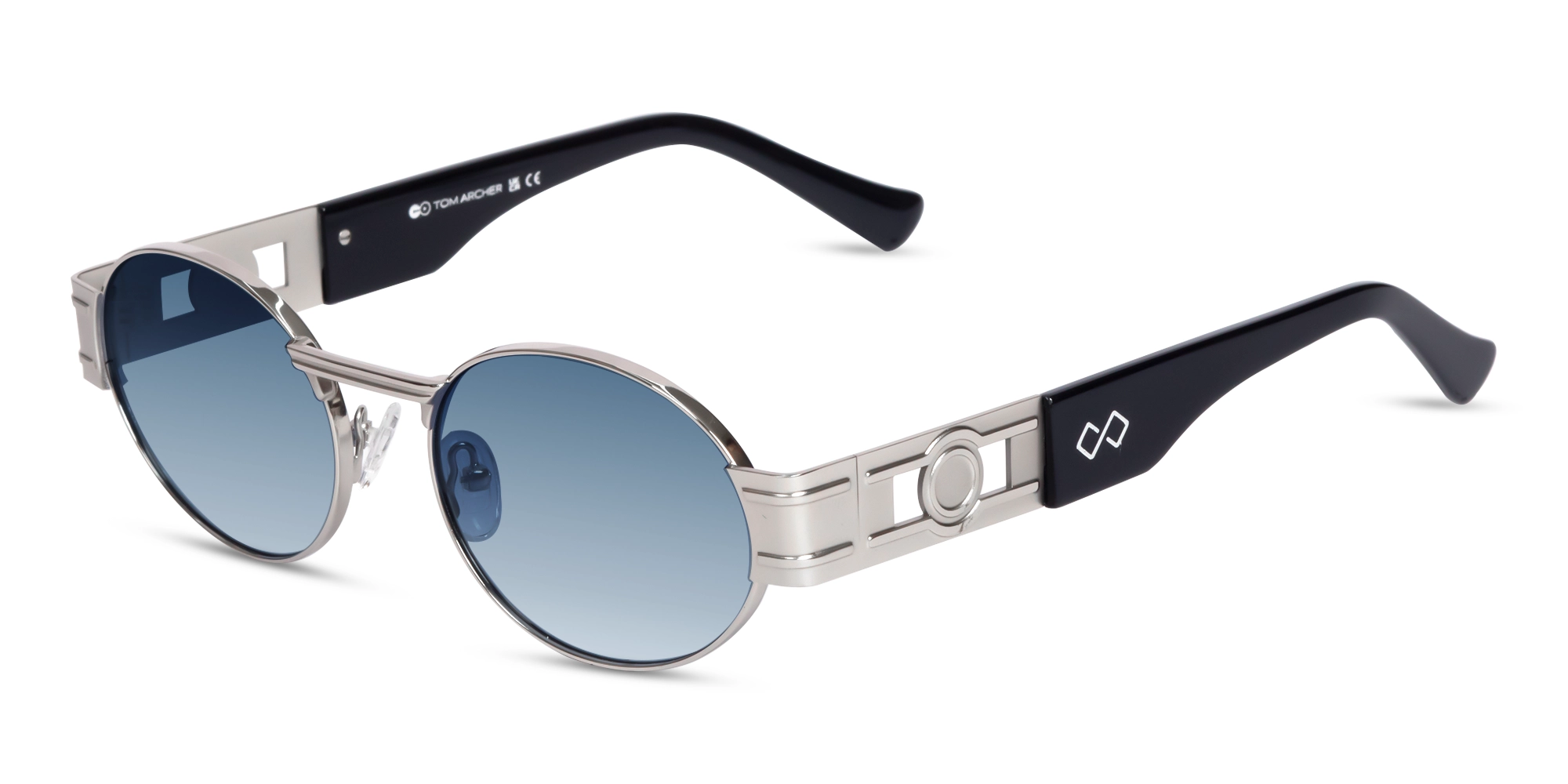Platinum Silver Metal Oval Sunglasses 3
