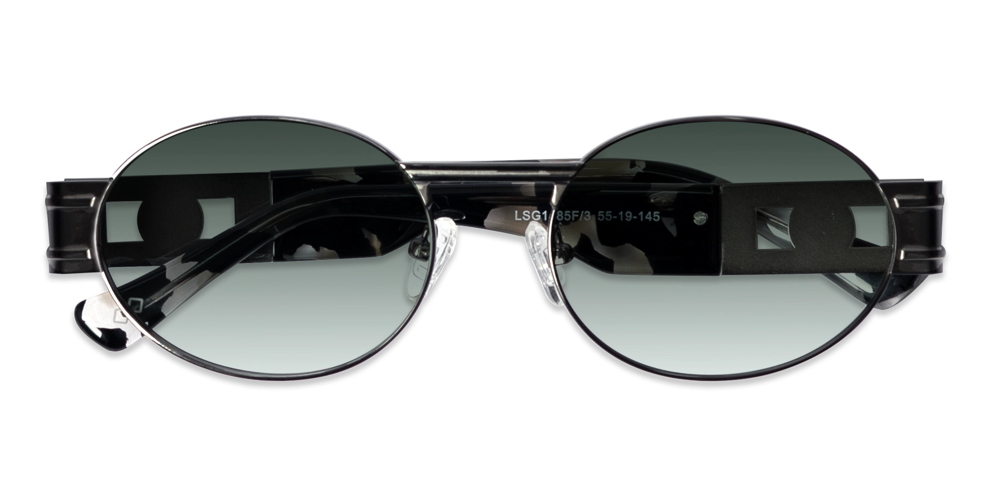 Matte Grey Oval Full Rim Sunglasses 6