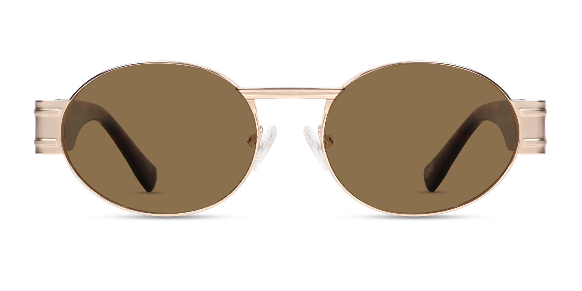 Matte Champagne Gold Oval Full Rim Sunglasses 1 Matte Champagne Gold Oval Full Rim Sunglasses 1