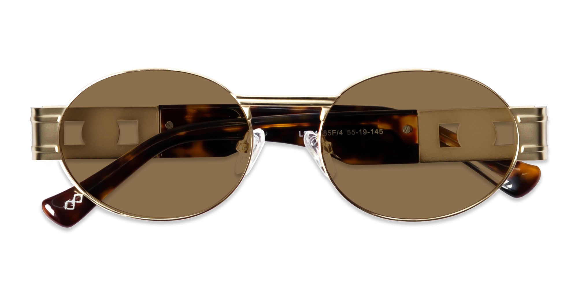 Matte Champagne Gold Oval Full Rim Sunglasses6