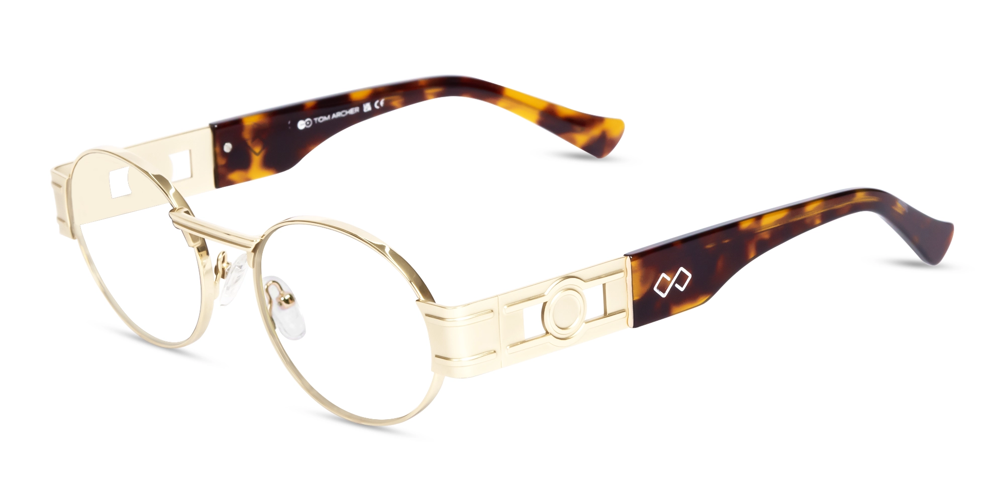 Champagne Gold & Brown Oval Glasses