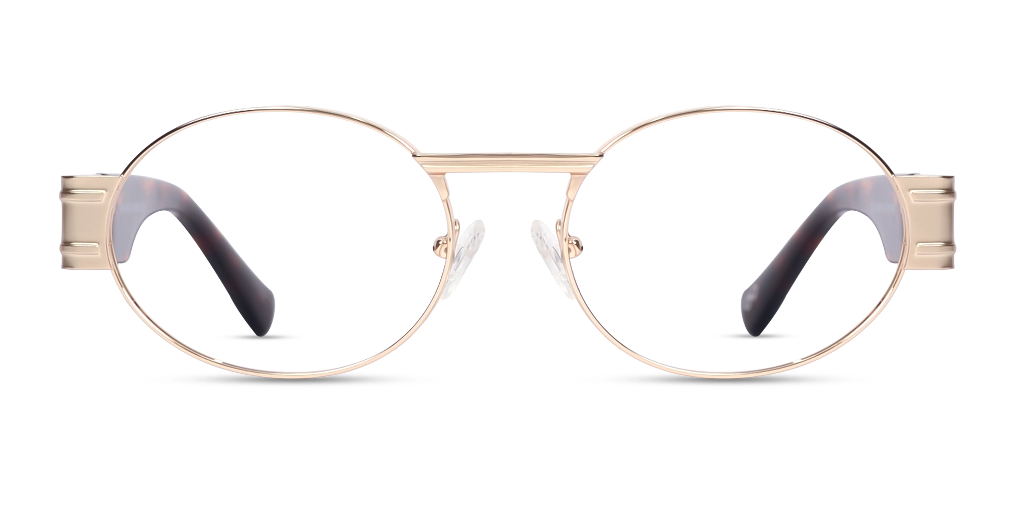 Champagne Gold & Brown Oval Glasses