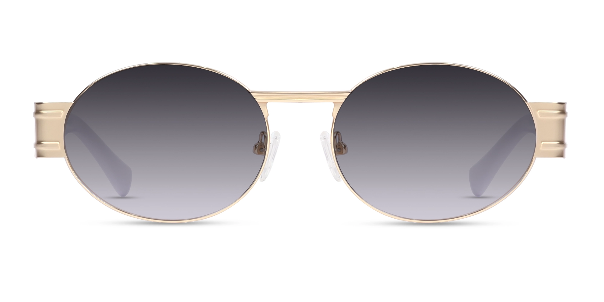 Matte Gold Metal Oval Sunglasses 1