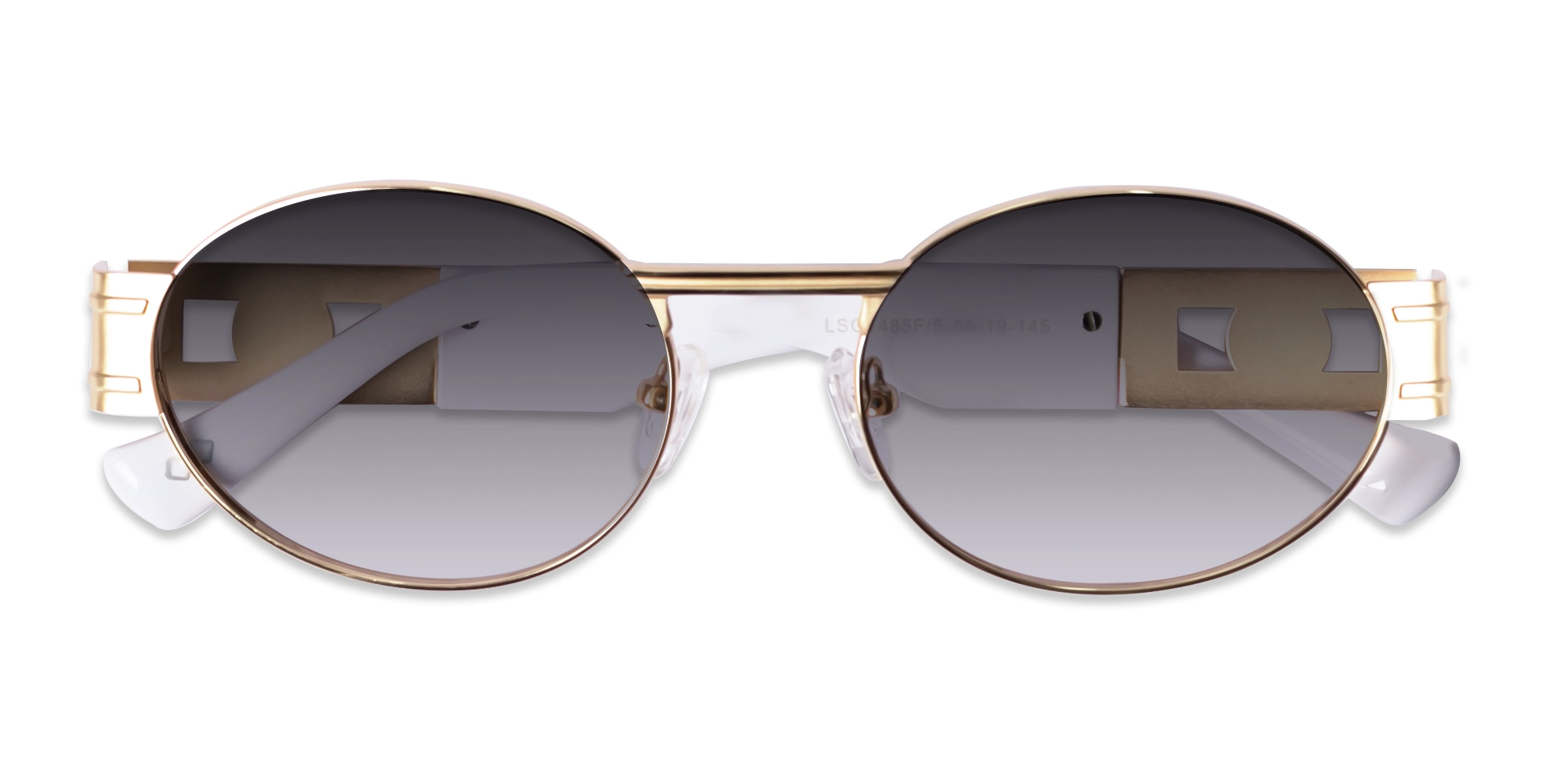 Matte Gold Metal Oval Sunglasses 6