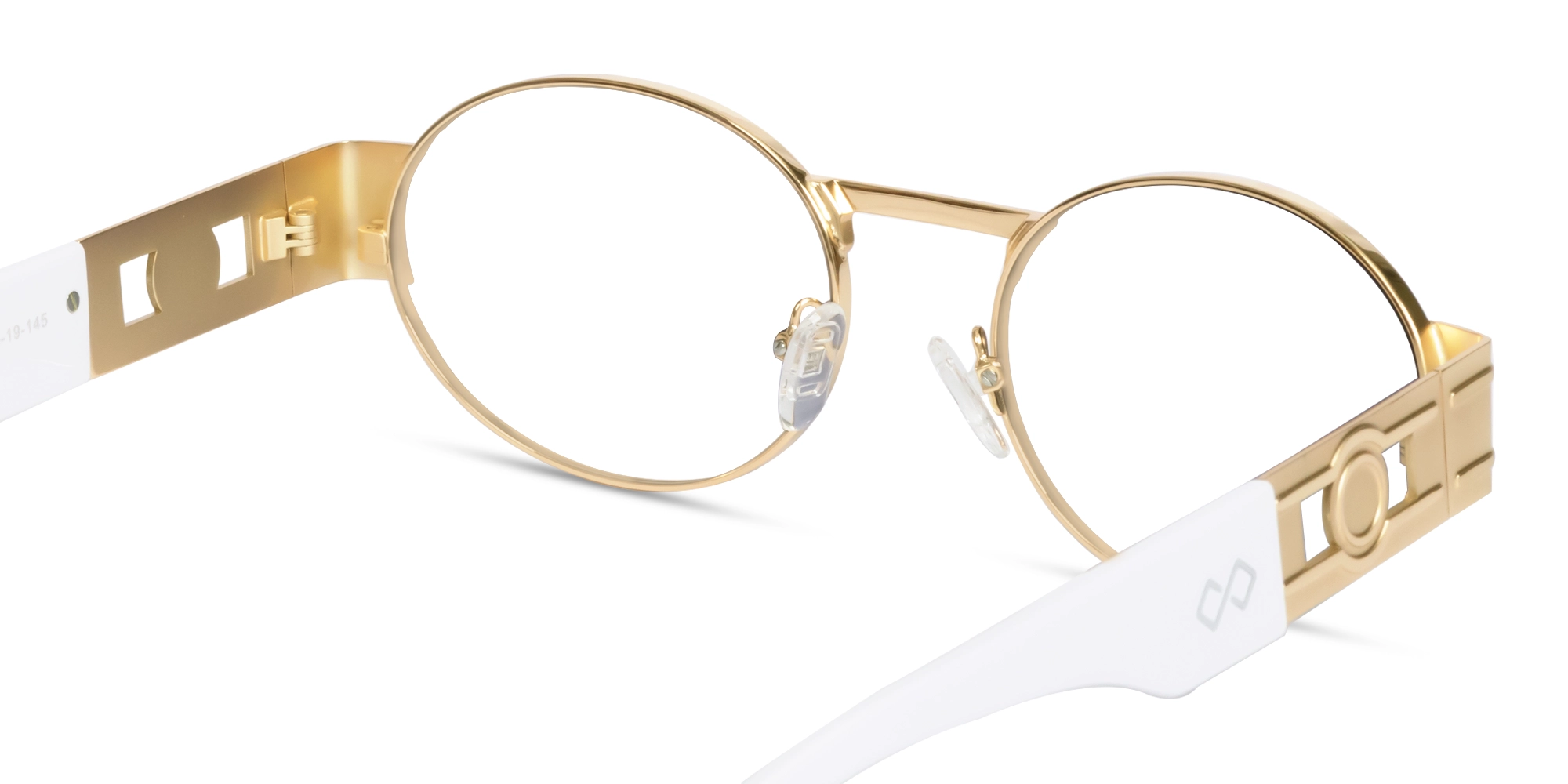 Matte Gold Metal Oval Full-Rim Glasses