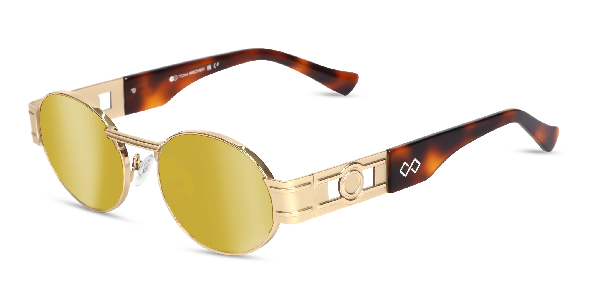 Matte Champagne Gold Metal Full-Rim Sunglasses 3