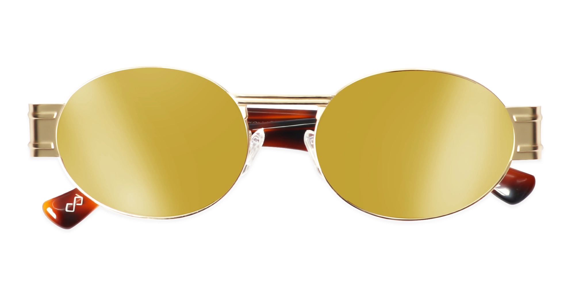 Matte Champagne Gold Metal Full-Rim Sunglasses 6