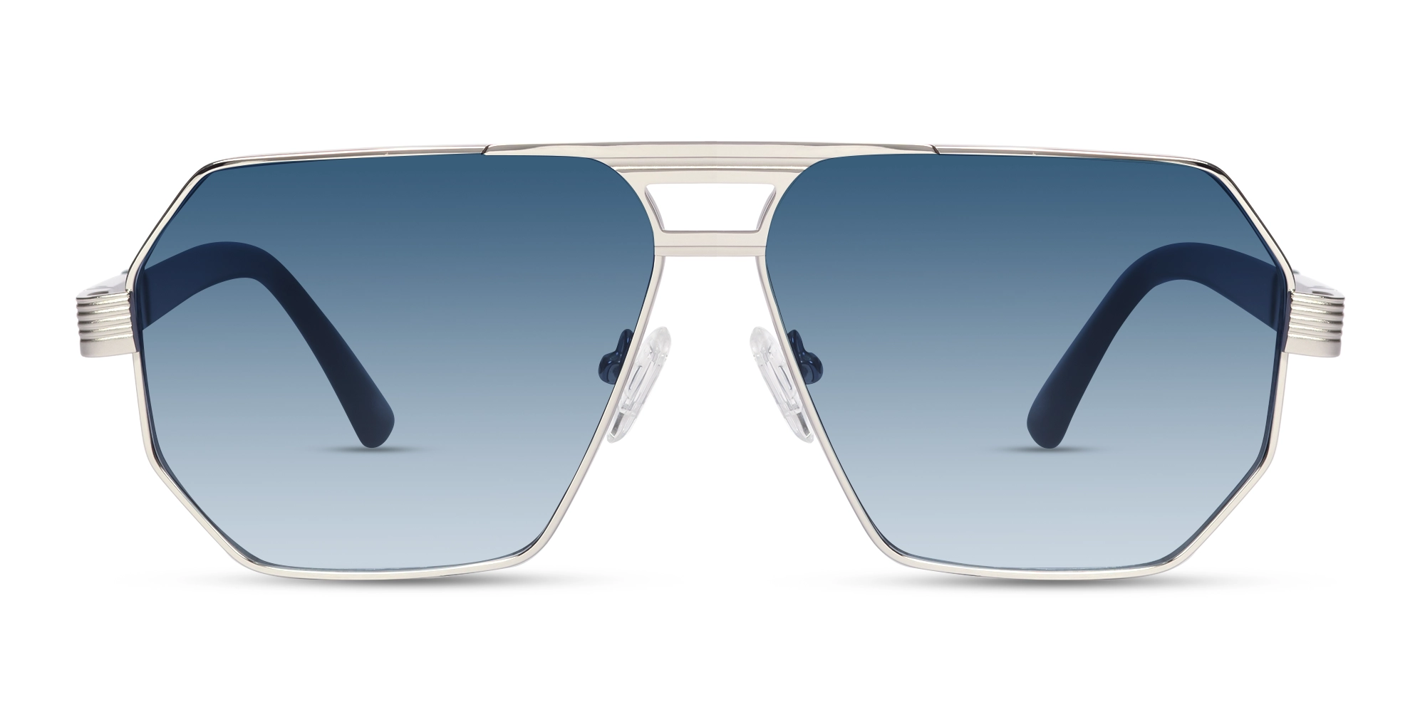 Matte Silver Pilot Double Bridge Sunglasses 1