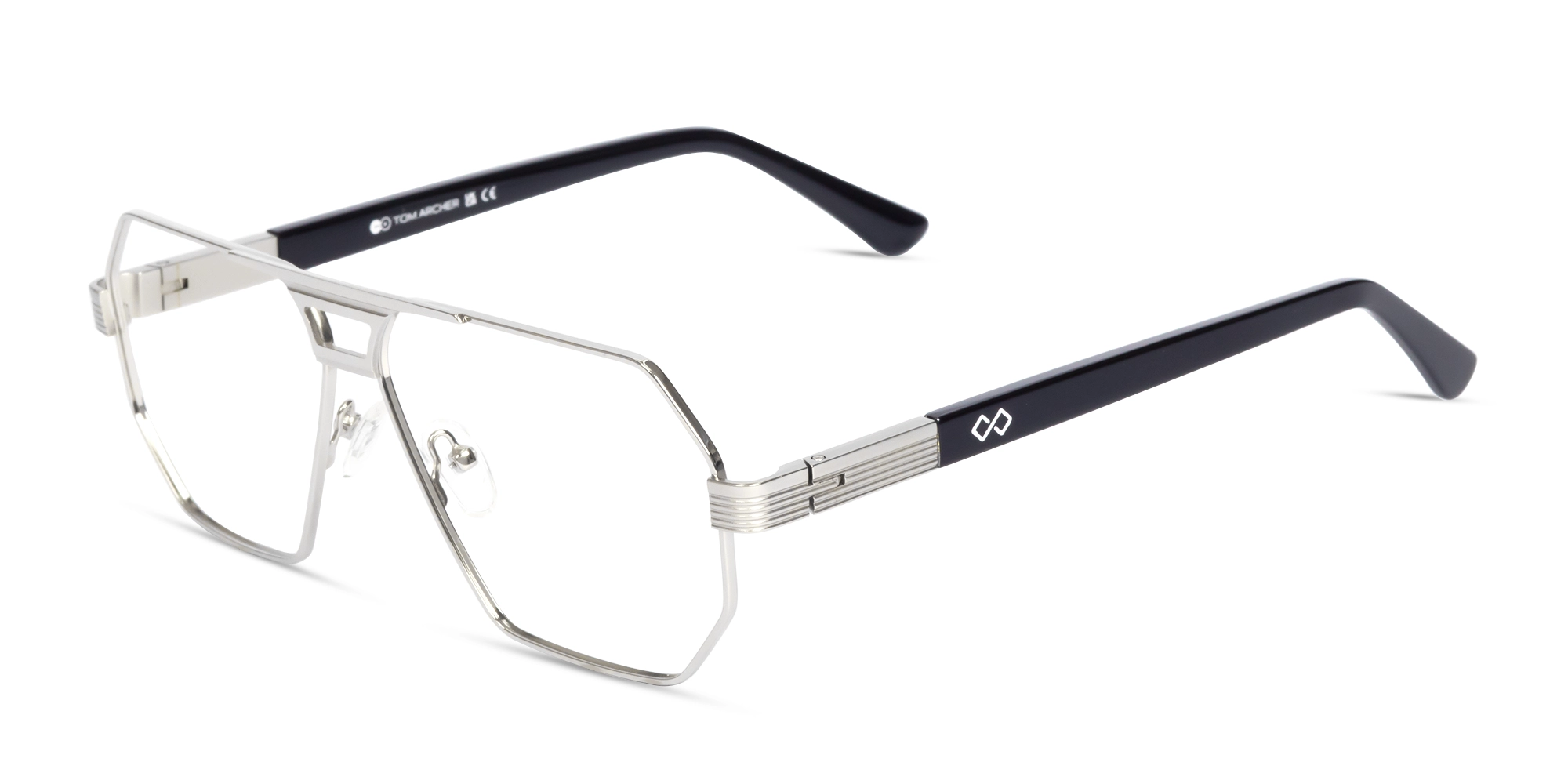 Matte Silver Pilot Square Glasses