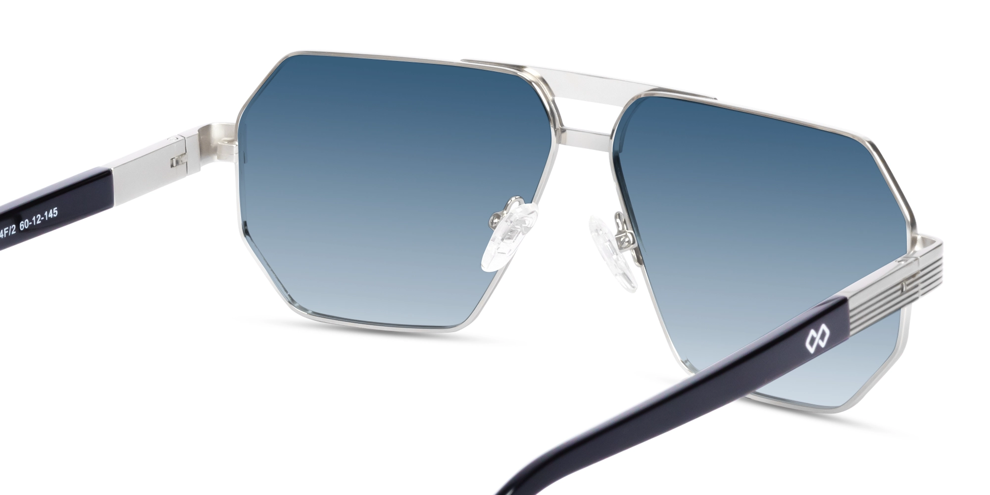 Matte Silver Pilot Double Bridge Sunglasses 5