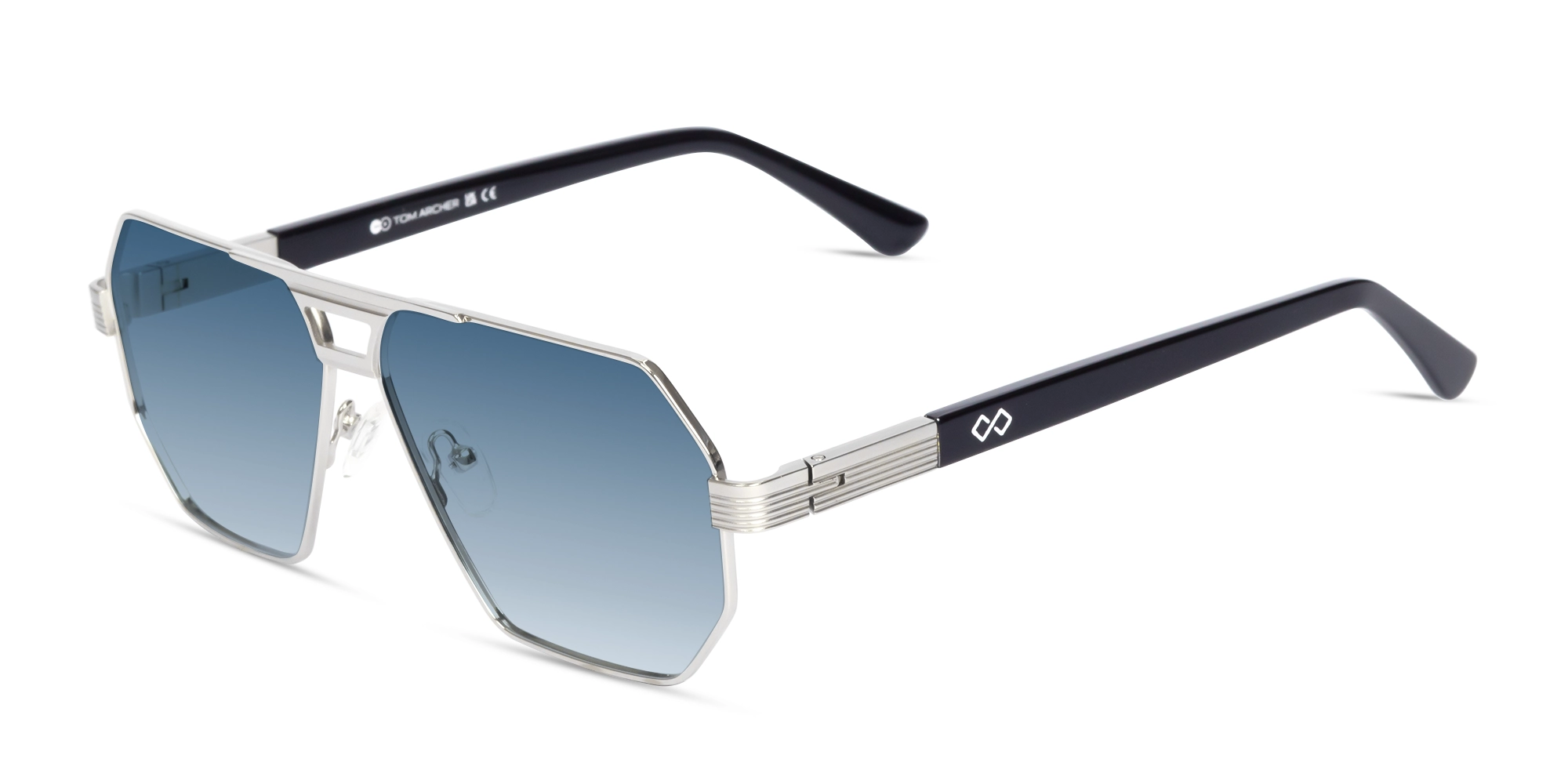 Matte Silver Pilot Double Bridge Sunglasses 3