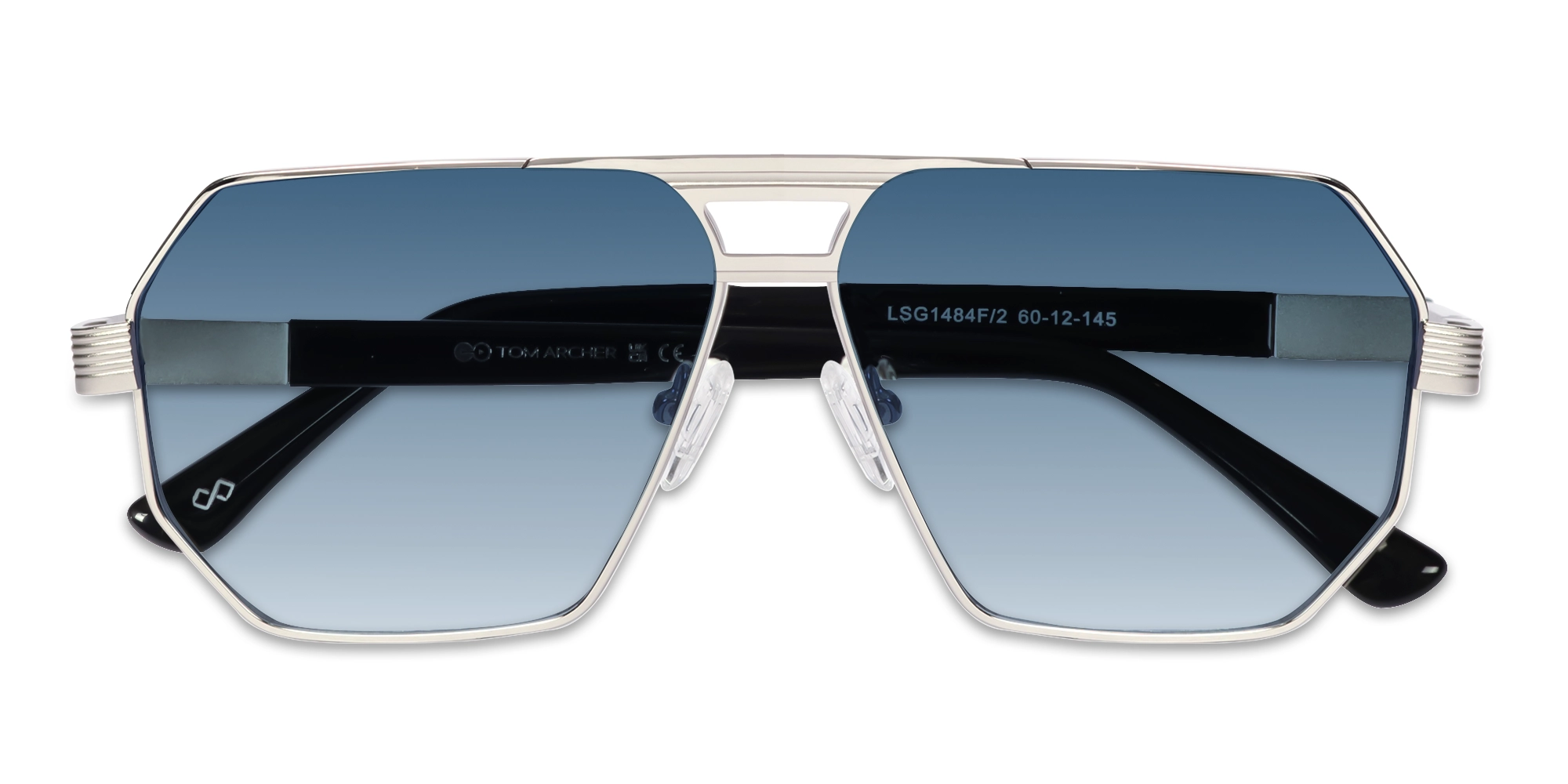 Matte Silver Pilot Double Bridge Sunglasses 6