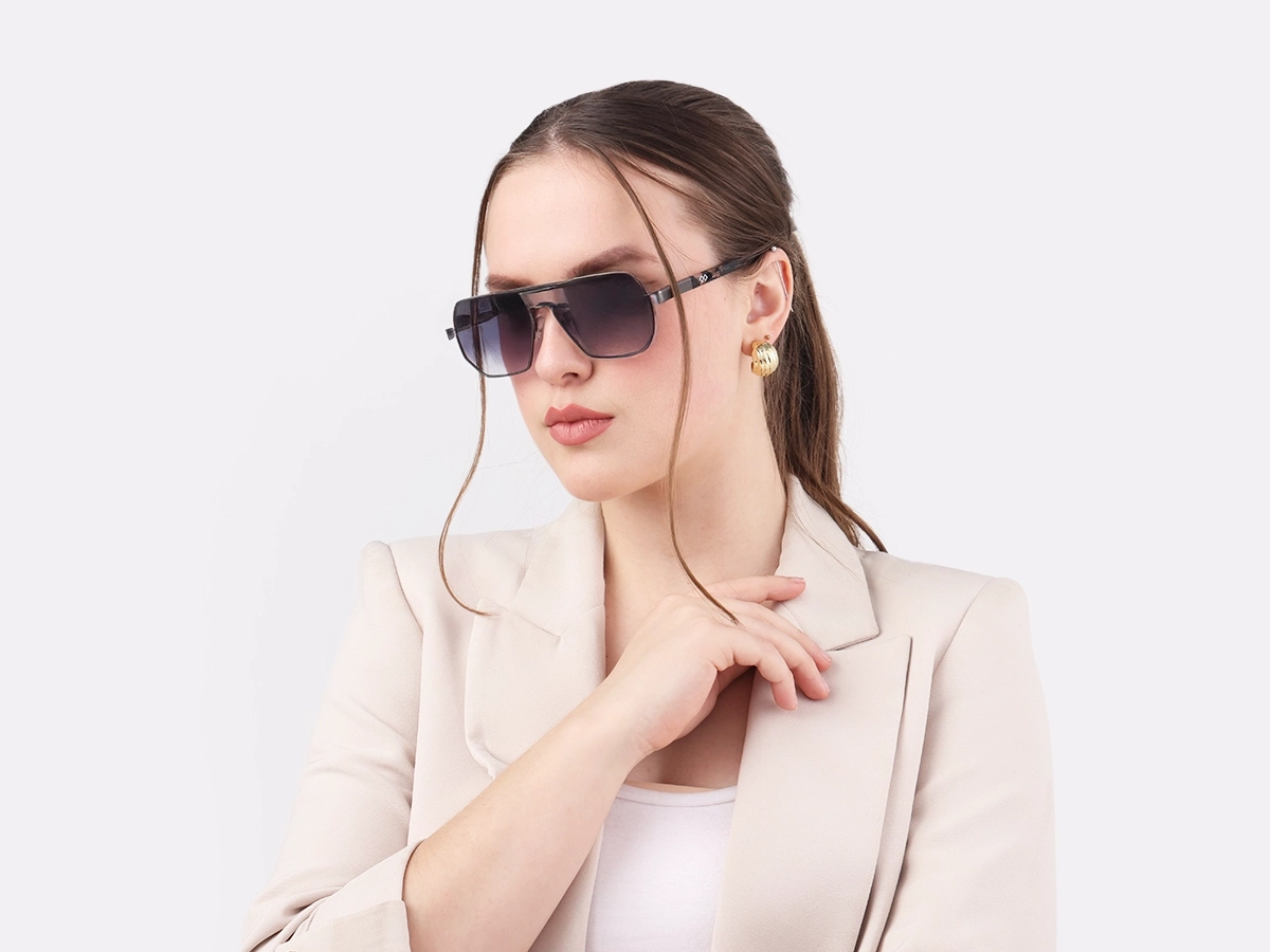 Gradient Flat Top Double Bridge Sunglasses 52