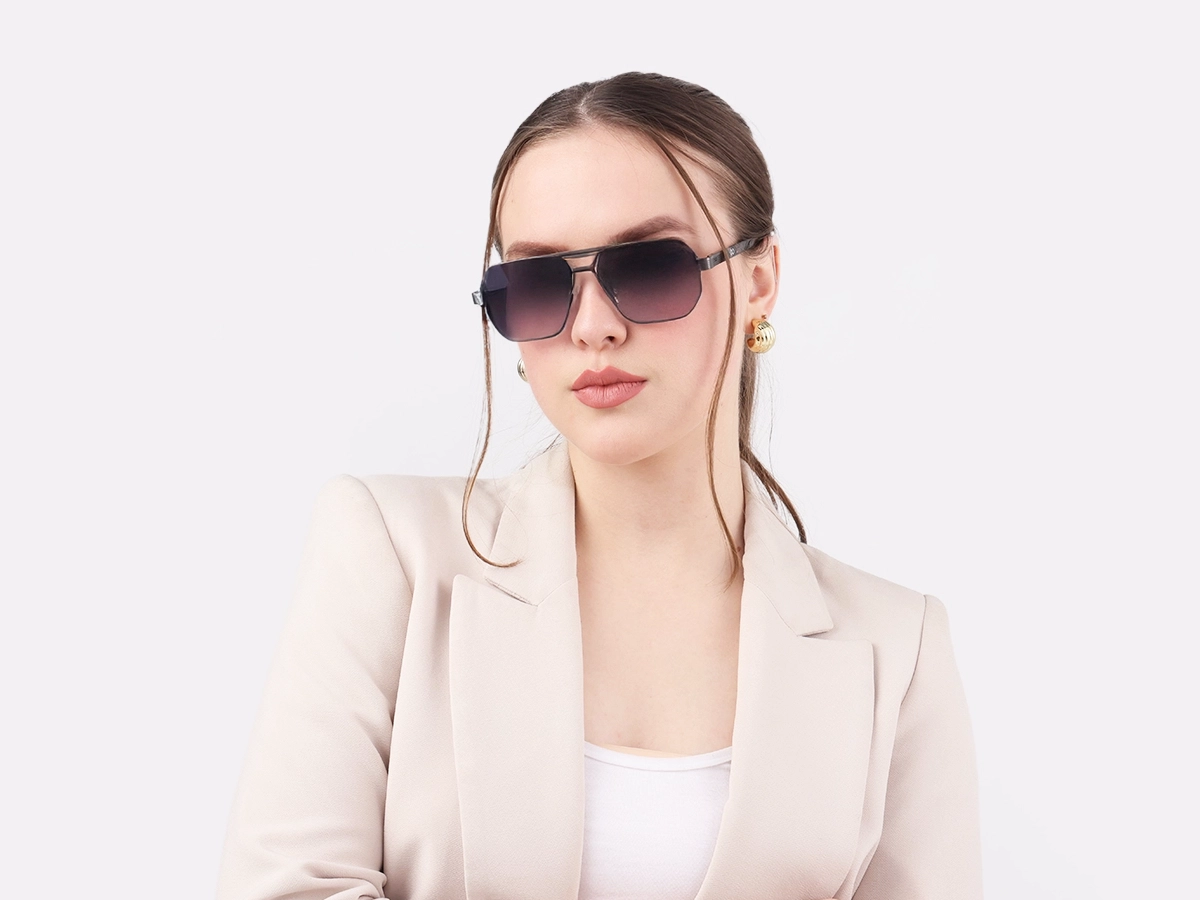 Gradient Flat Top Double Bridge Sunglasses 51