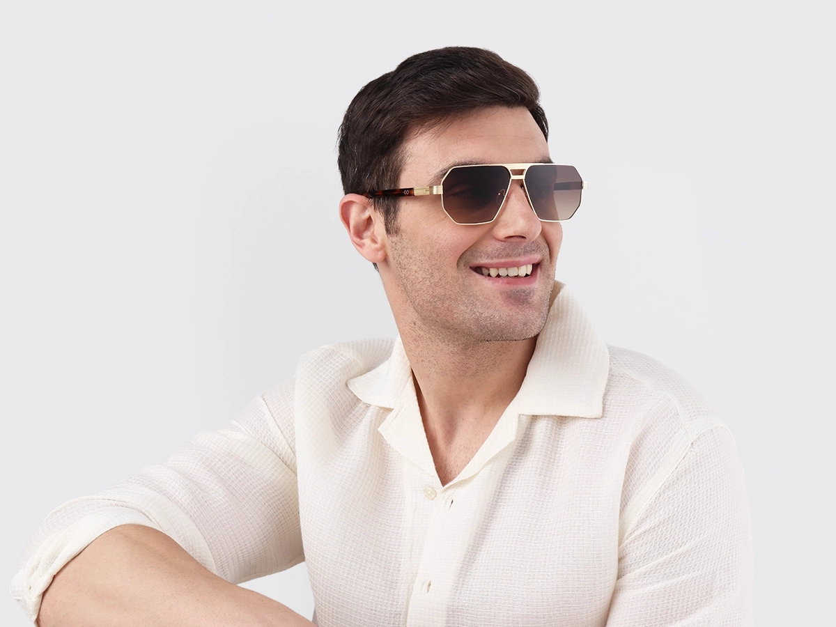 Gold Metal Full Rim Pilot Sunglasses 43