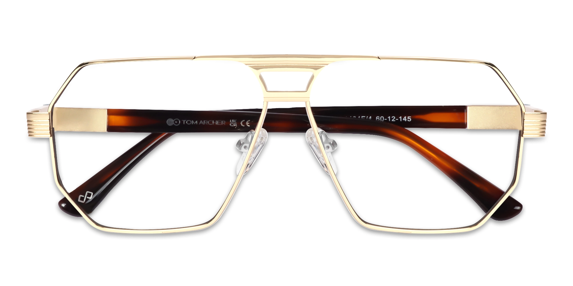 Metal Gold Pilot Square Glasses
