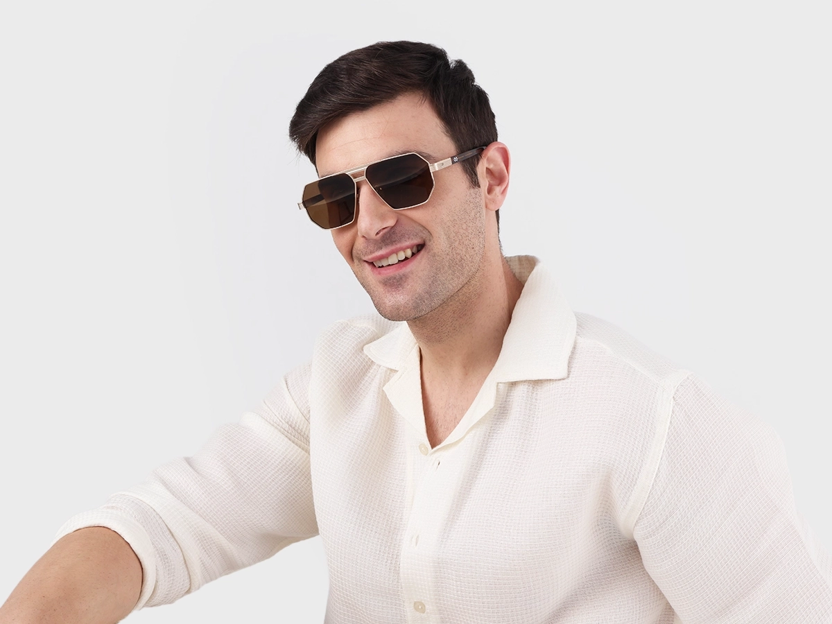 Gold Metal Full Rim Pilot Sunglasses 41