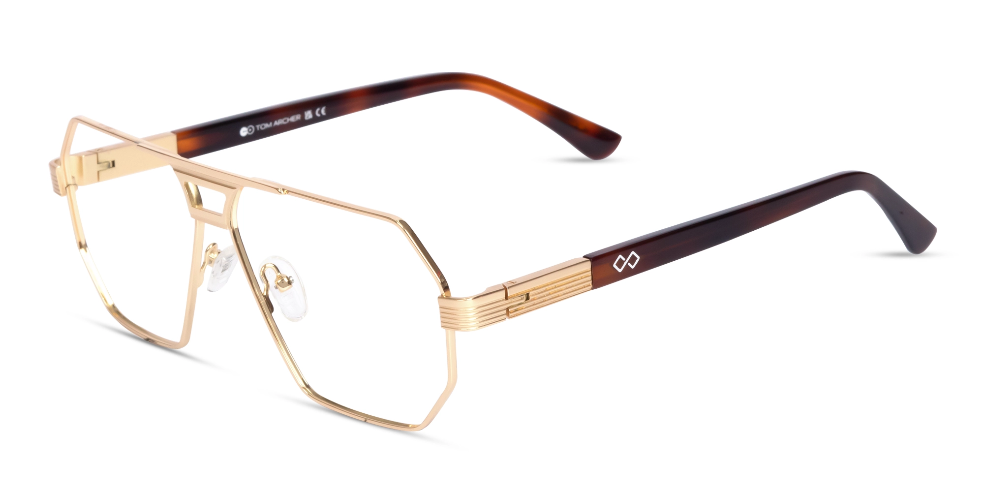 Metal Gold Pilot Square Glasses