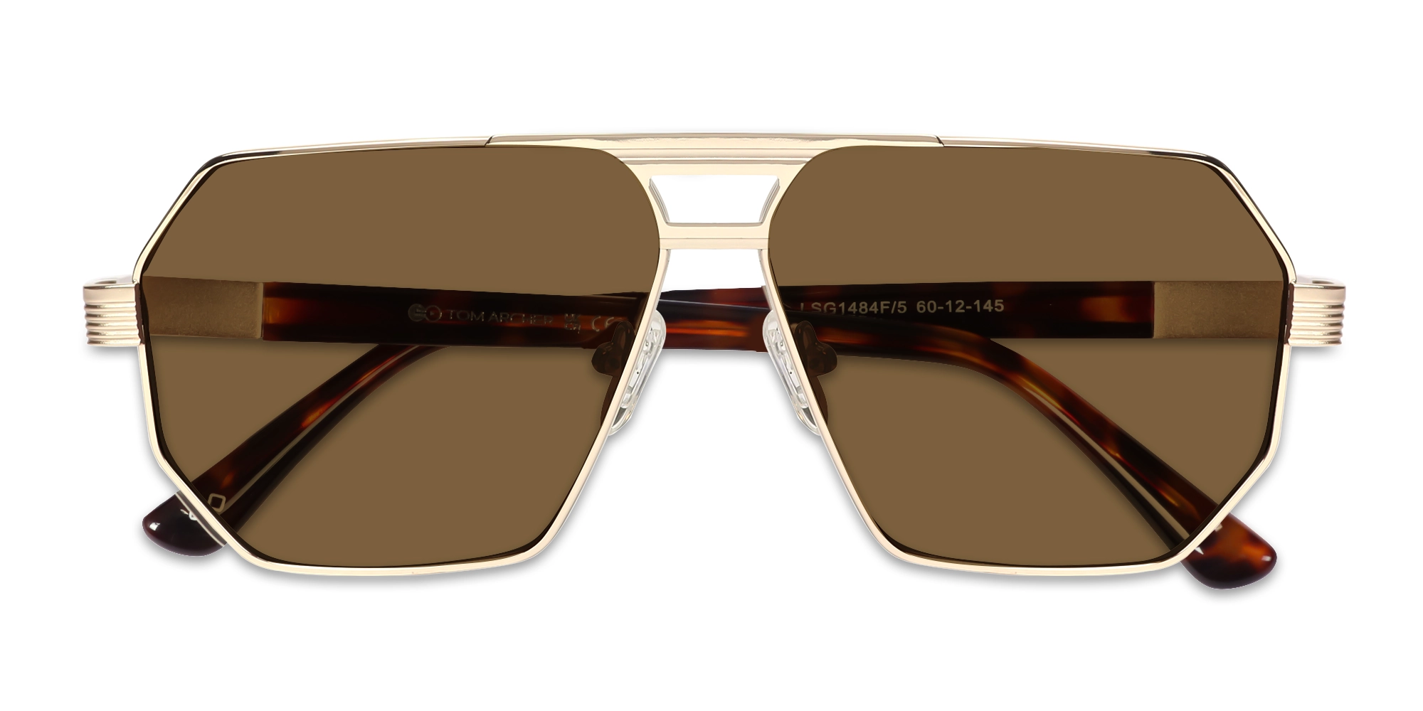 Champagne Gold Geometric Flat Top Sunglasses 6