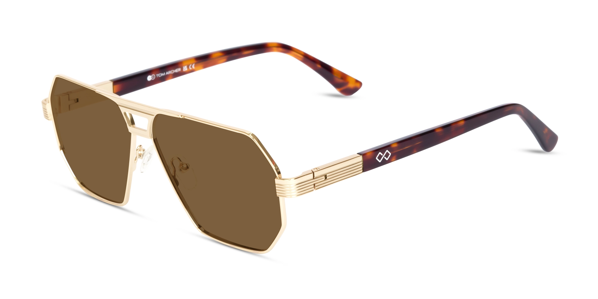 Champagne Gold Geometric Flat Top Sunglasses 3