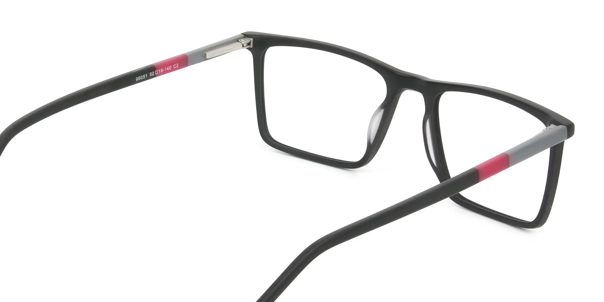 Matte Black & Red Rectangular Glasses - 2