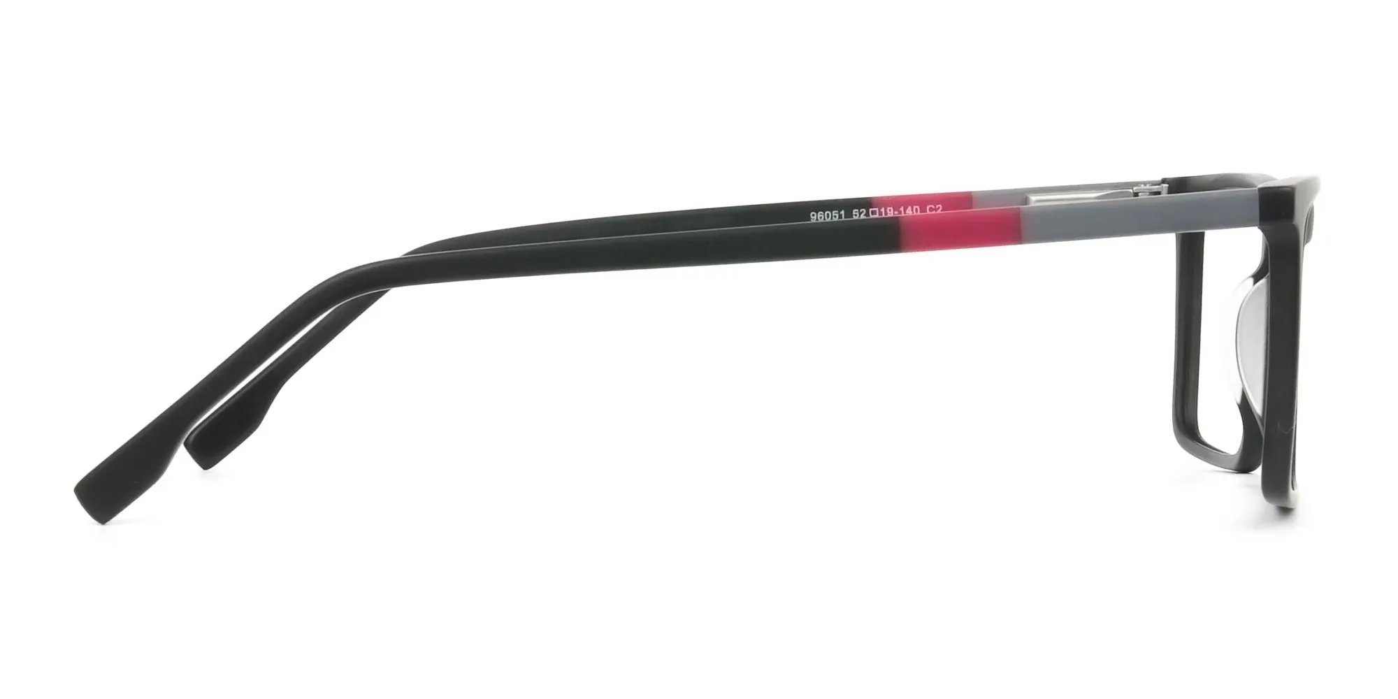 Matte Black & Red Rectangular Glasses - 2