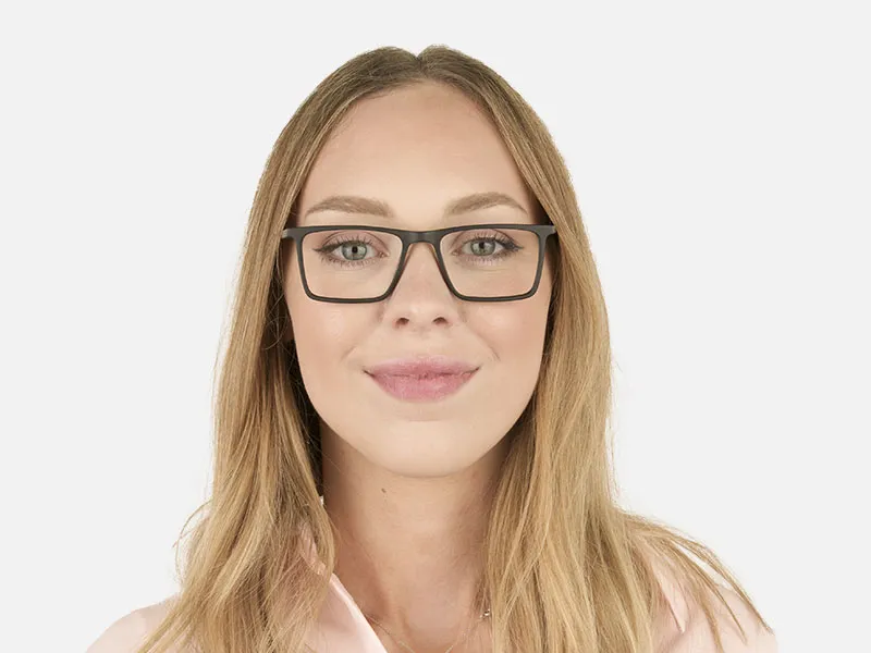 Matte Black & Red Rectangular Glasses - 2