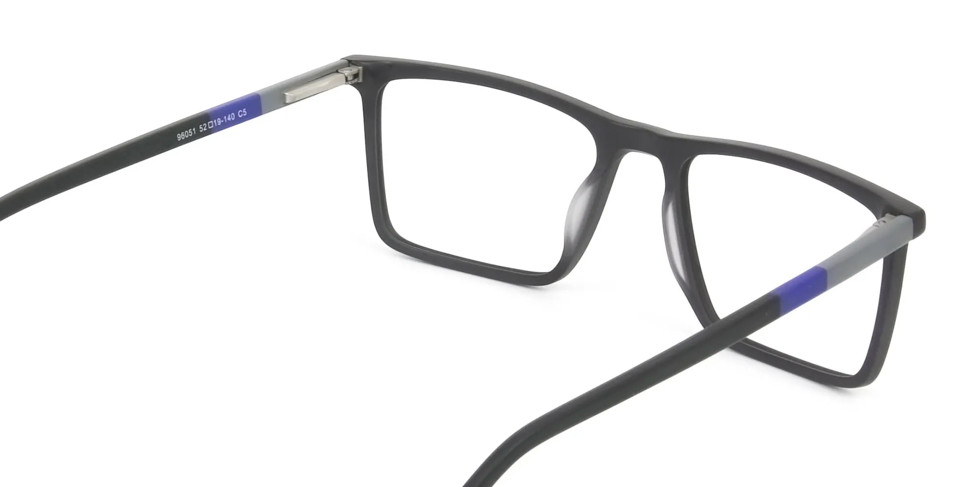 Black & Blue Rectangular Glasses - 2