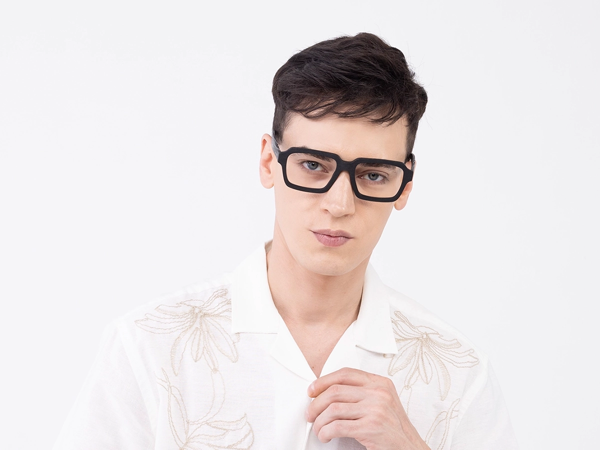 Wooden Black Square Glasses Men41