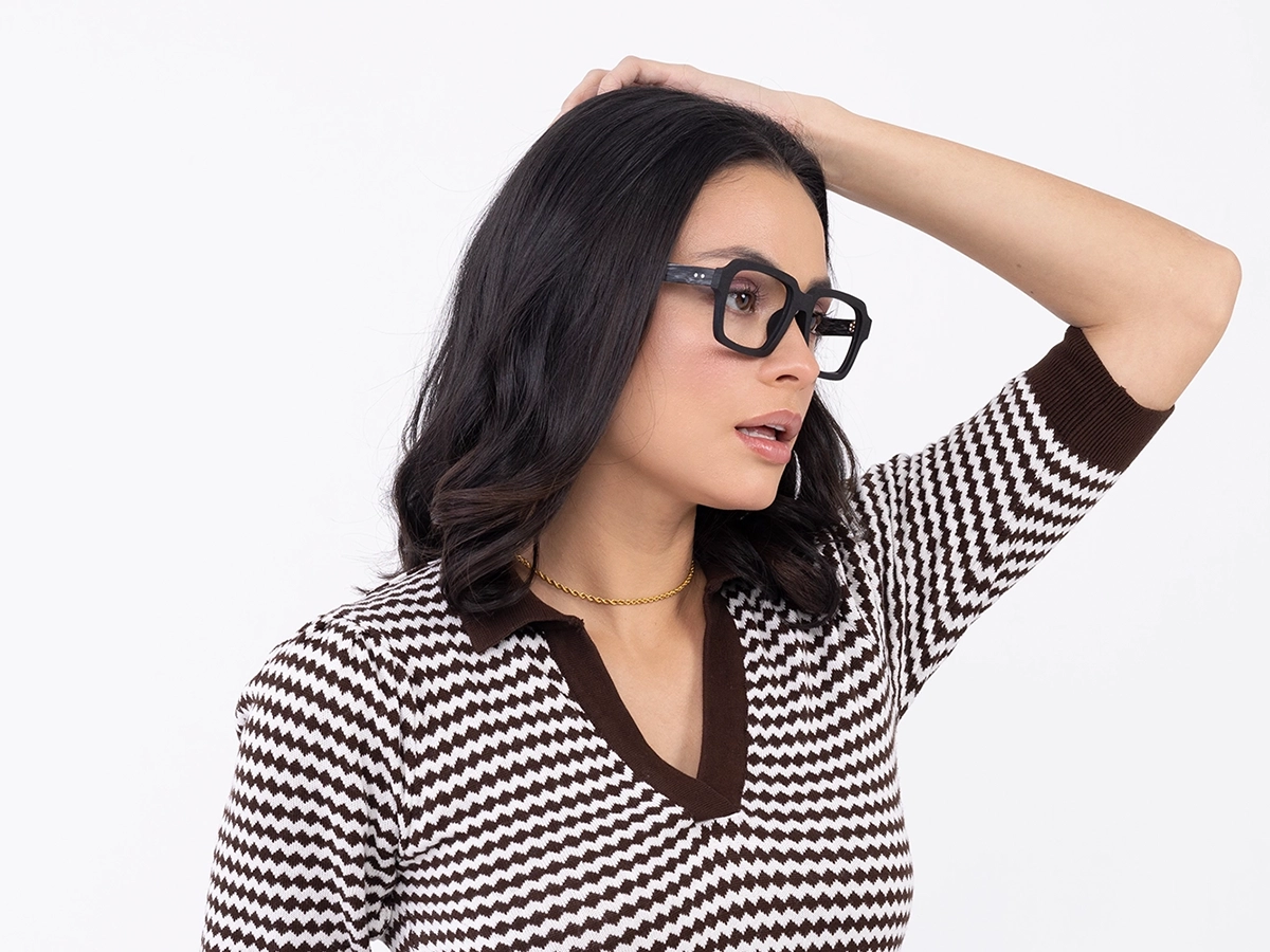 Wooden Black Square Glasses Men52