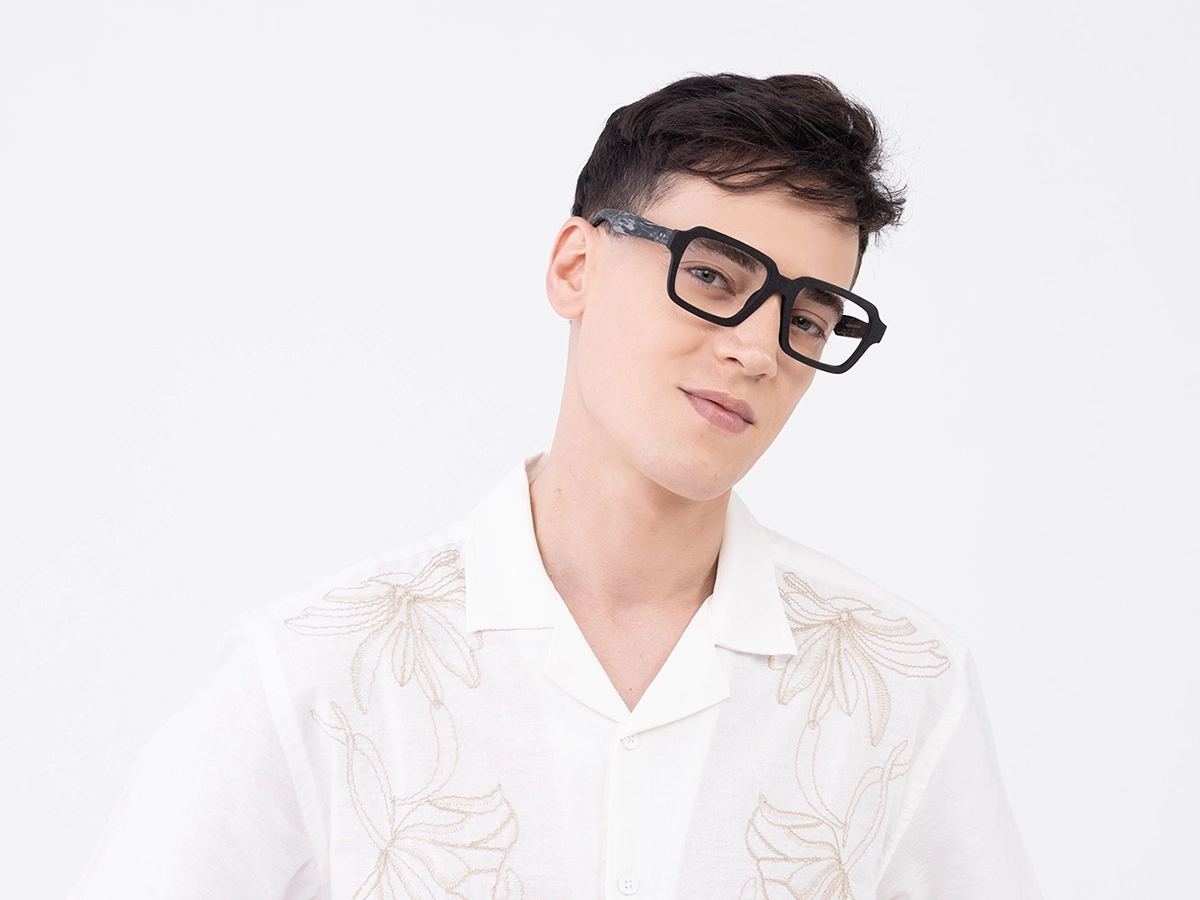 Wooden Black Square Glasses Men42