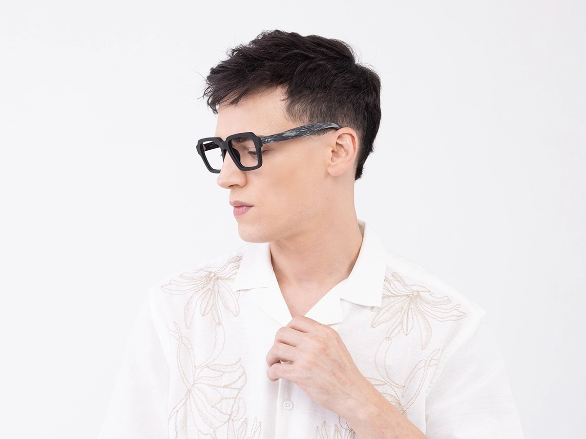 Wooden Black Square Glasses Men43